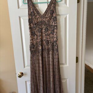 Pisarro Nights long beaded buff gown 14
